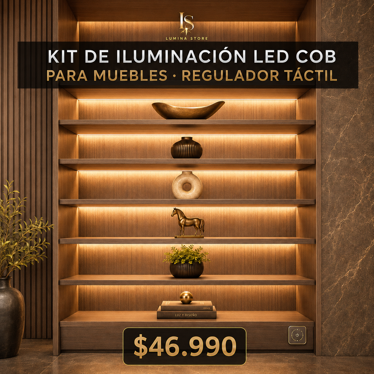 Kit de Iluminación LED COB para Muebles con Sensor Táctil Regulable