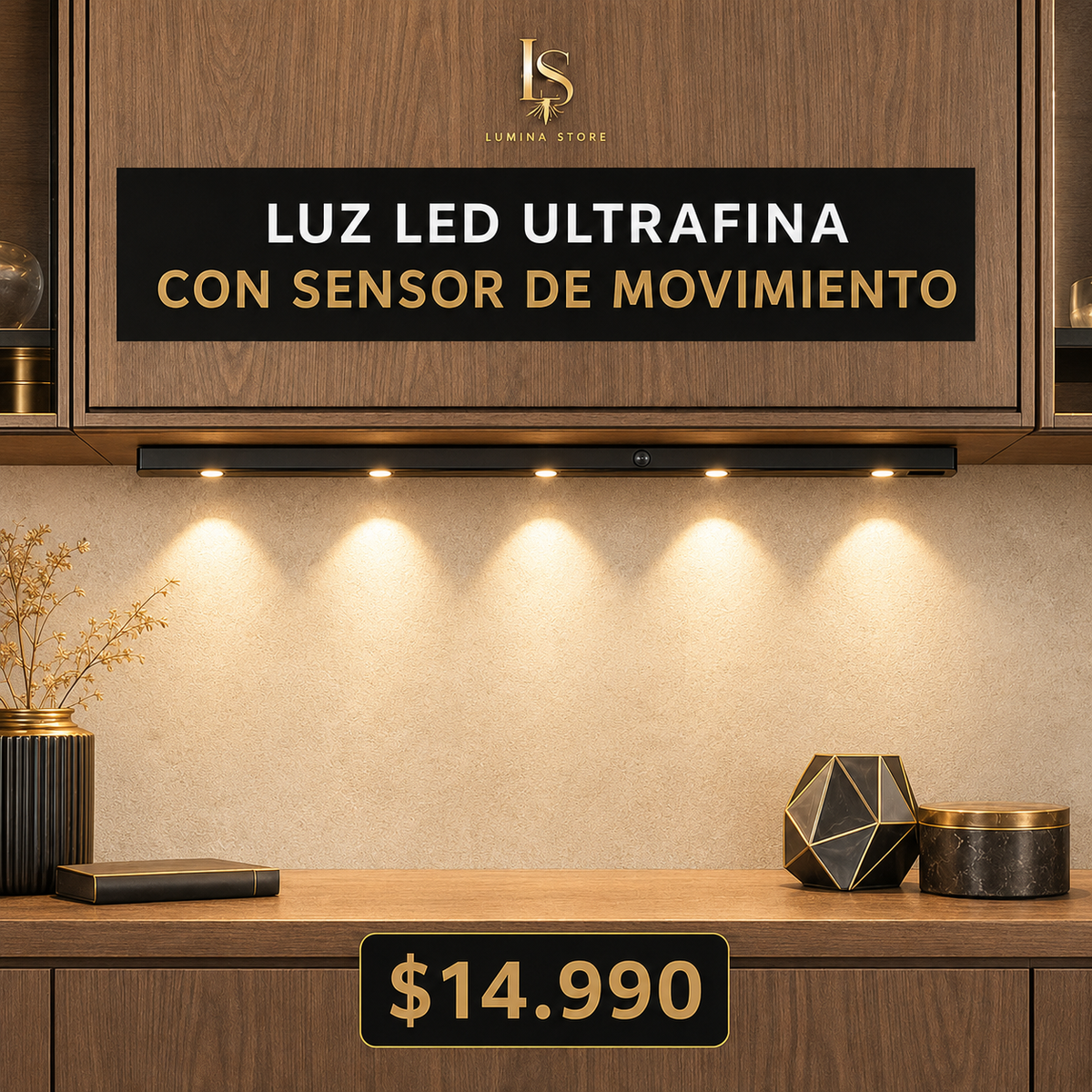 Luz LED Ultrafina con Sensor de Movimiento para Muebles