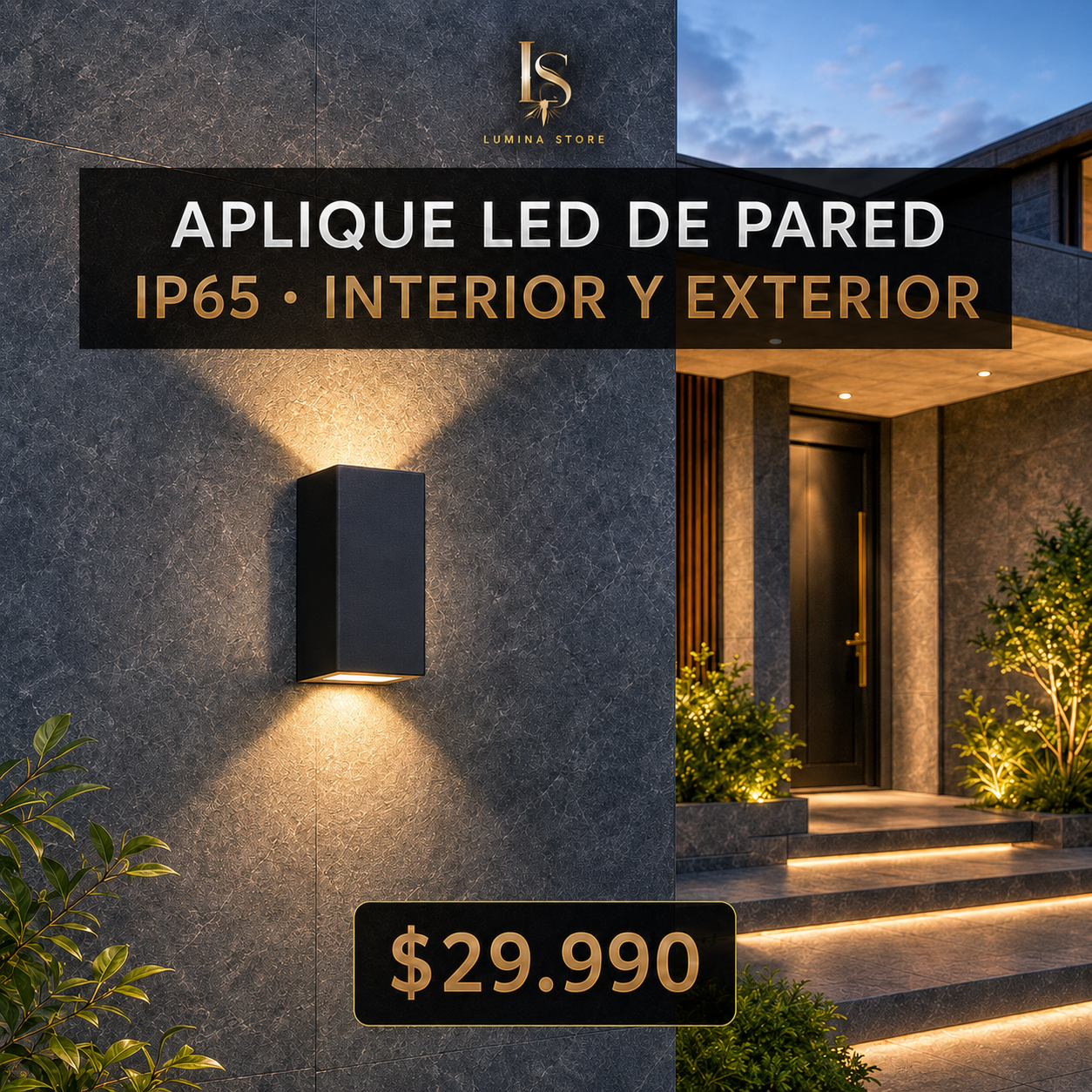 Aplique LED de Pared IP65 | Luz Moderna para Interior y Exterior
