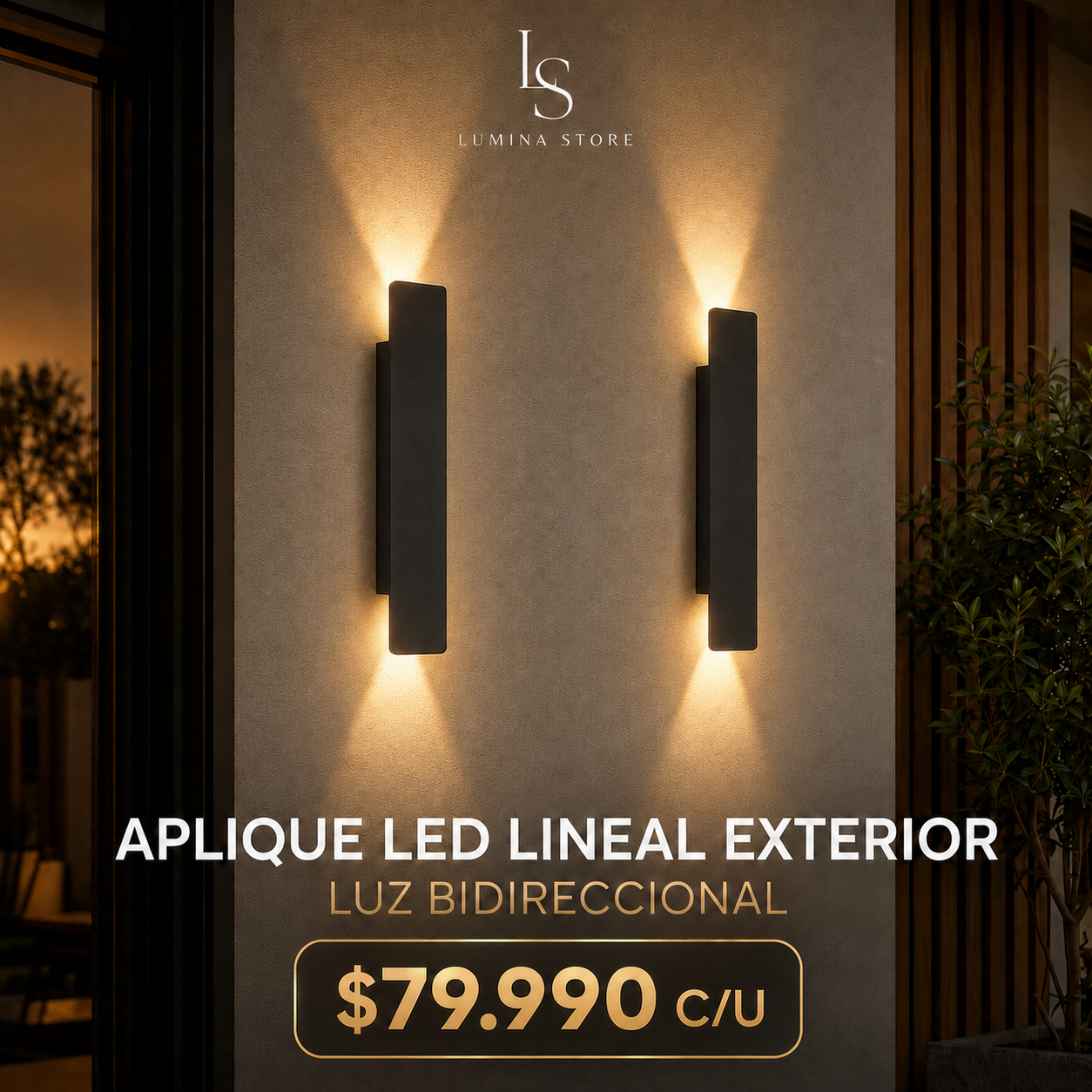 Aplique LED Lineal Exterior 18W – Luz Bidireccional