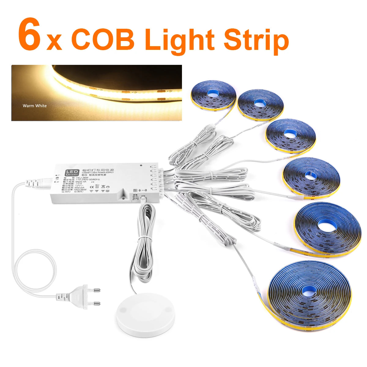 Kit de Iluminación LED COB para Muebles con Sensor Táctil Regulable