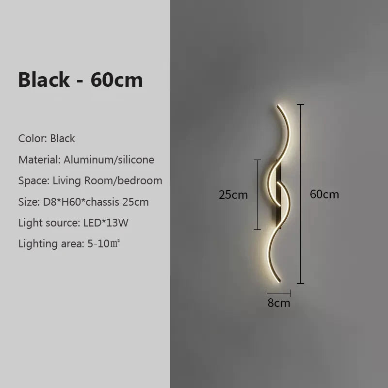 Aplique LED Ondulado de Pared 220V – Diseño Moderno