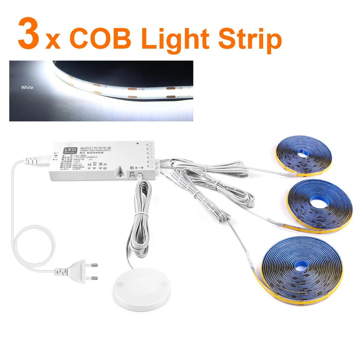 Kit de Iluminación LED COB para Muebles con Sensor Táctil Regulable