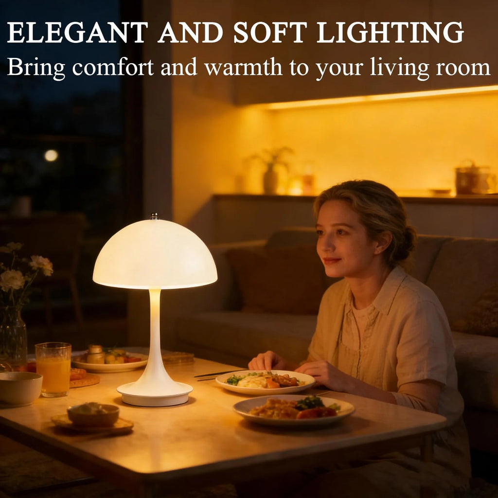 Lámpara de Mesa LED Nórdica Recargable – Diseño Tipo Hongo
