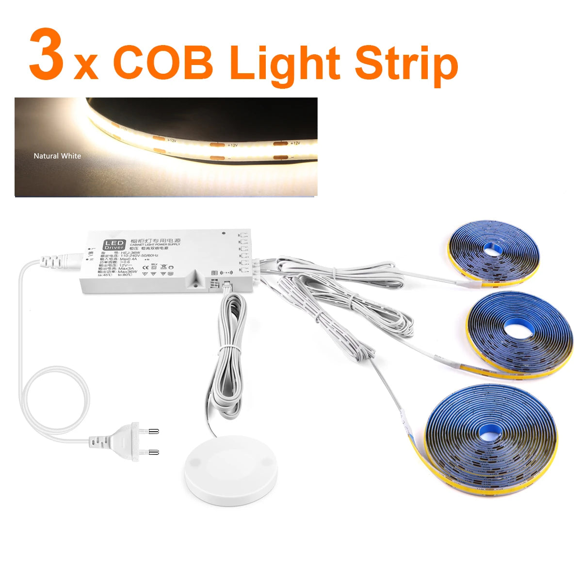 Kit de Iluminación LED COB para Muebles con Sensor Táctil Regulable