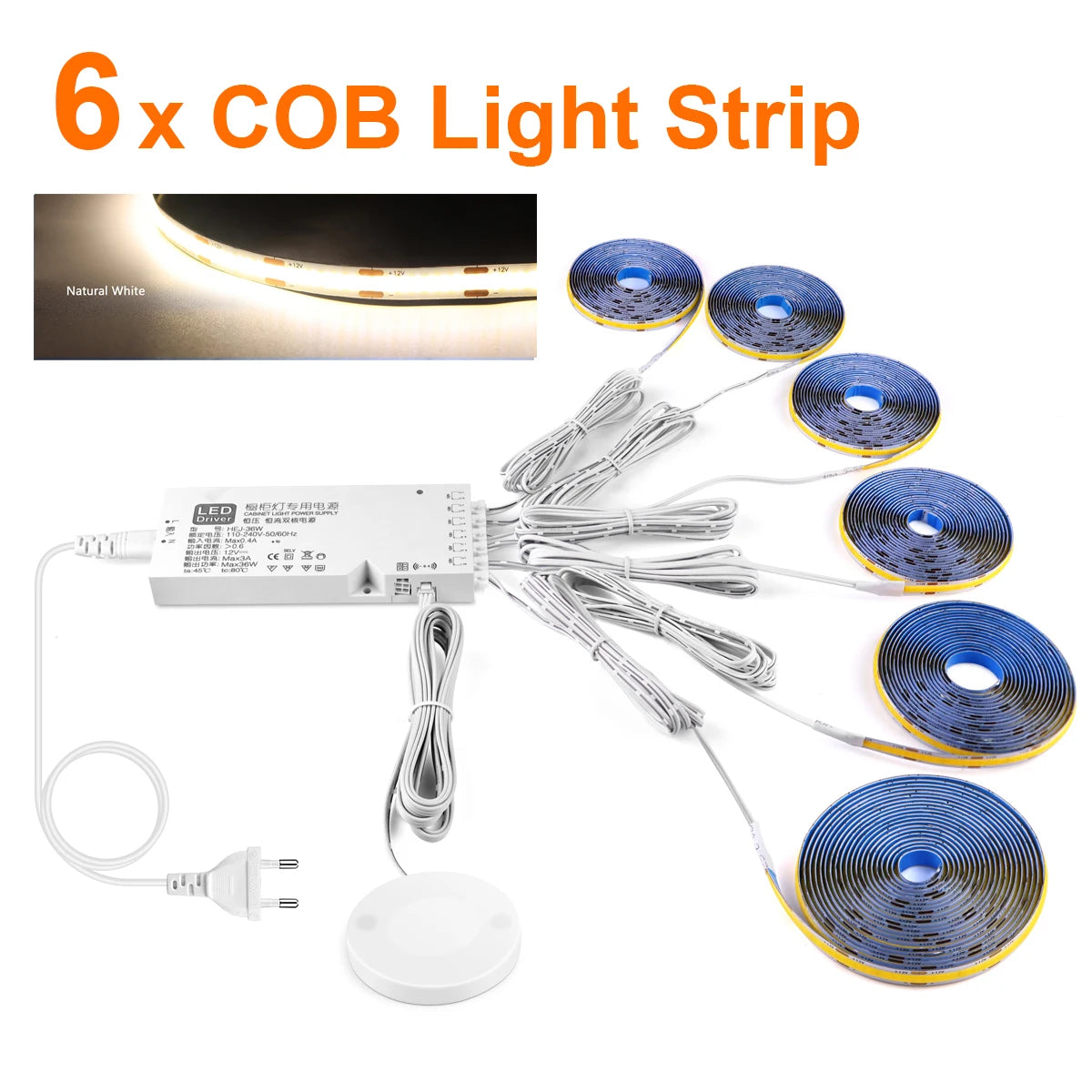 Kit de Iluminación LED COB para Muebles con Sensor Táctil Regulable