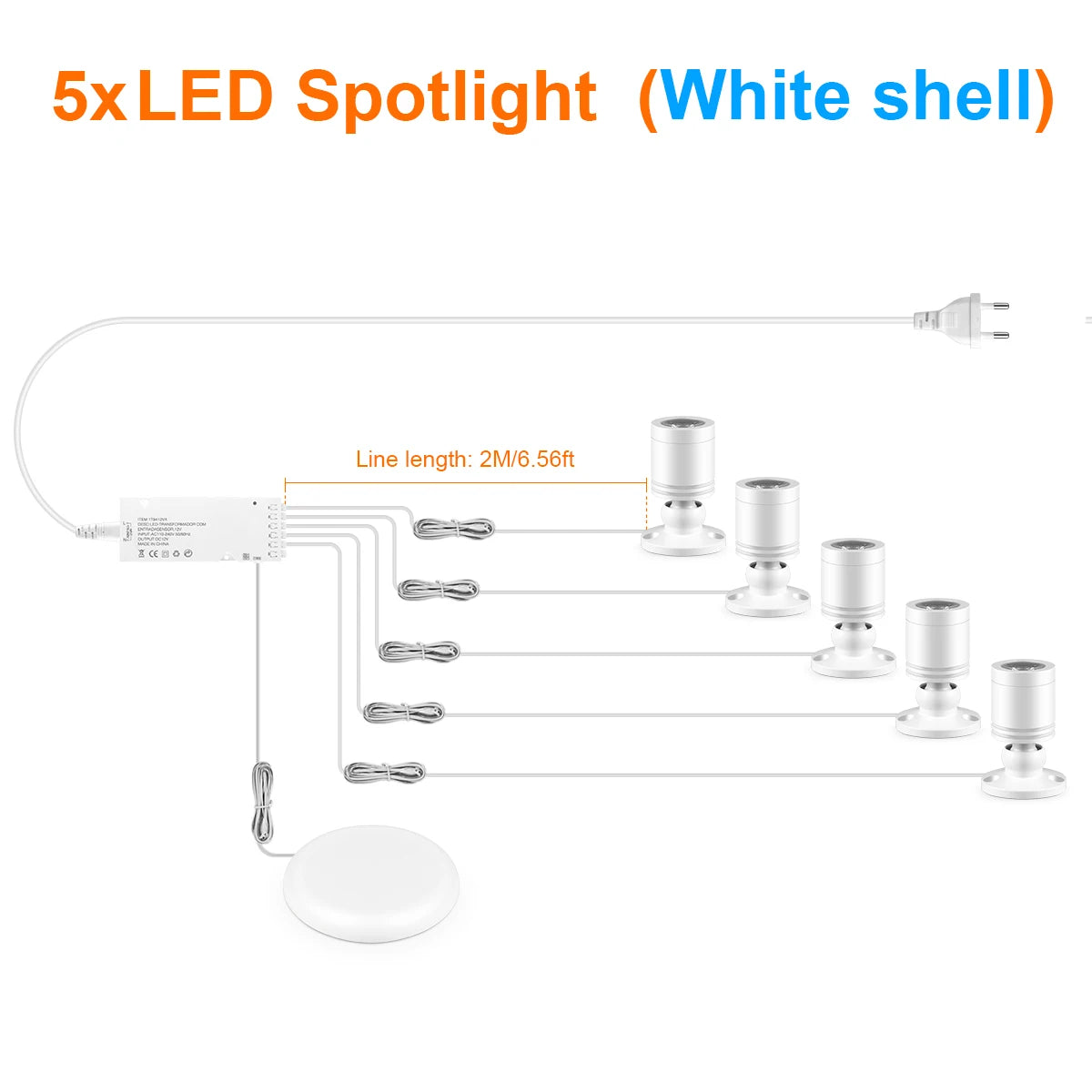 Lámpara LED Táctil 12V para Vitrinas y Muebles – Luz Regulable