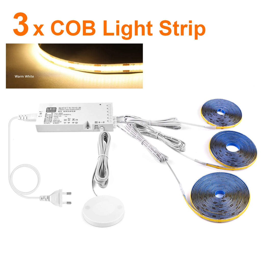Kit de Iluminación LED COB para Muebles con Sensor Táctil Regulable