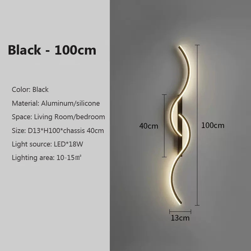 Aplique LED Ondulado de Pared 220V – Diseño Moderno