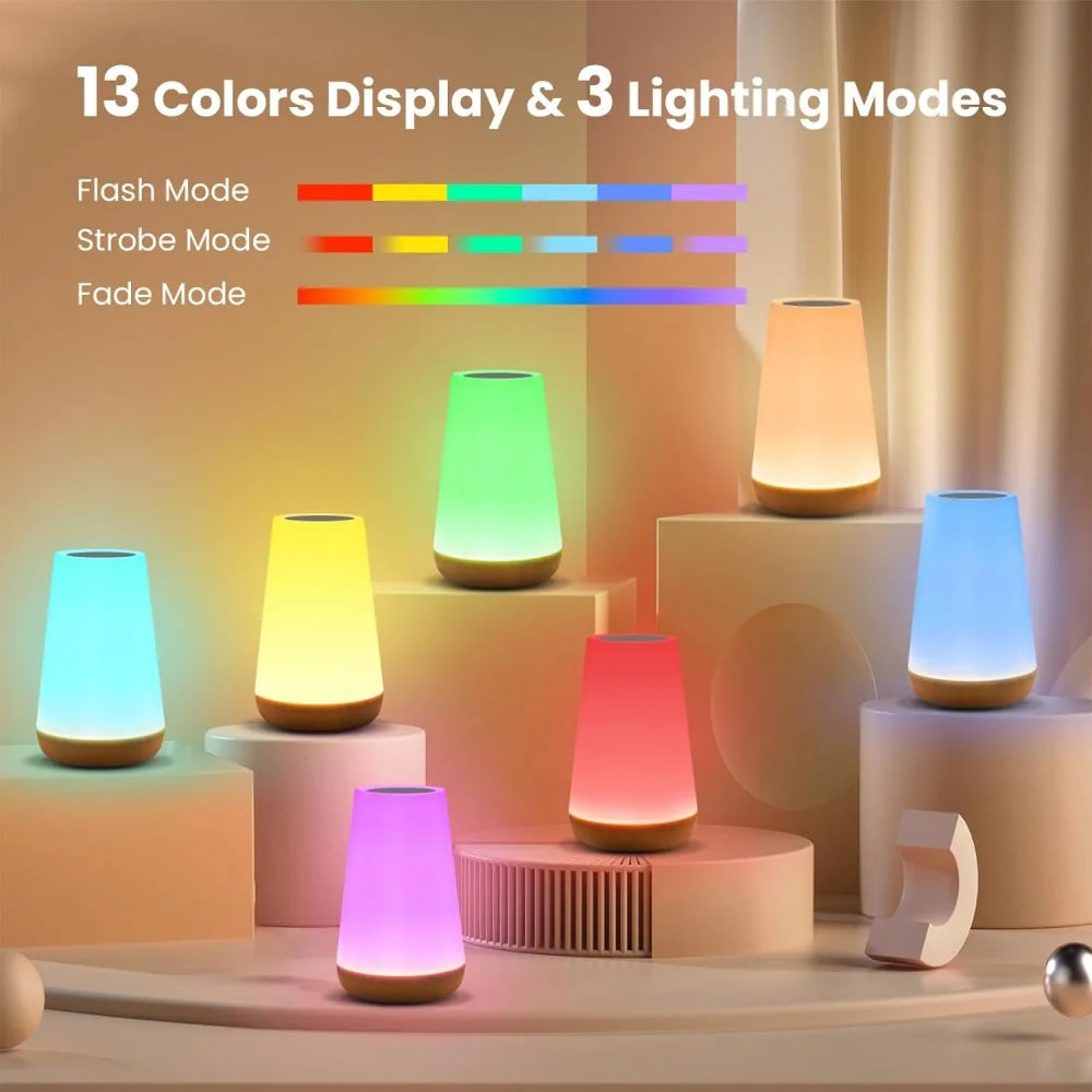 Lámpara Nocturna LED RGB Táctil Recargable – 13 Colores