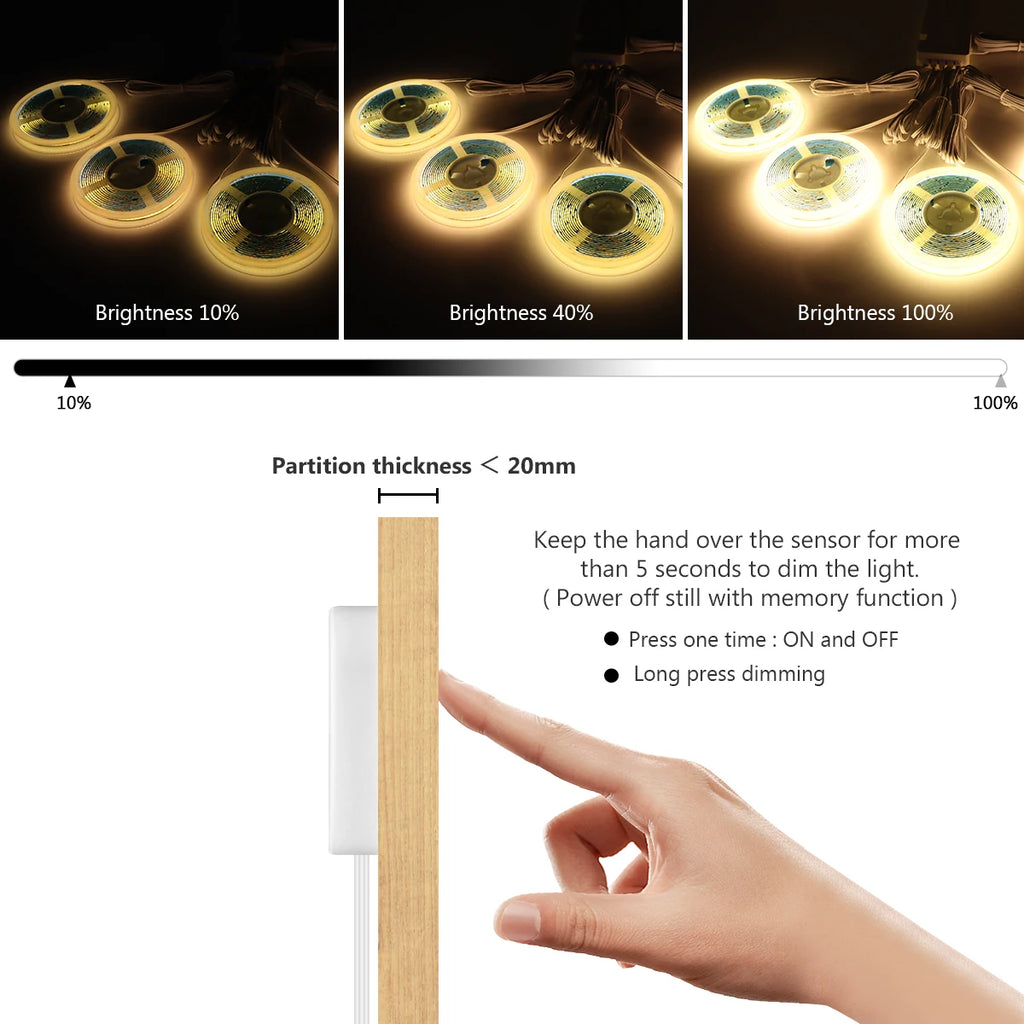 Kit de Iluminación LED COB para Muebles con Sensor Táctil Regulable